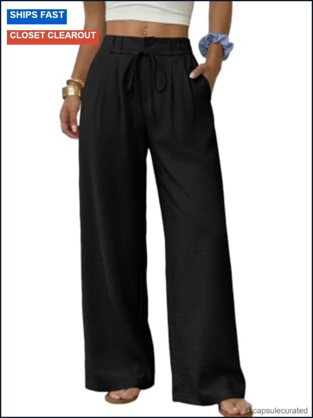 Pants Women's Linen Wide Leg Work Business Casual Summer Trousers Straight Leg